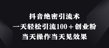 抖音绝密引流术，一天轻松引流100+创业粉，当天操作当天见效果-云慧网创