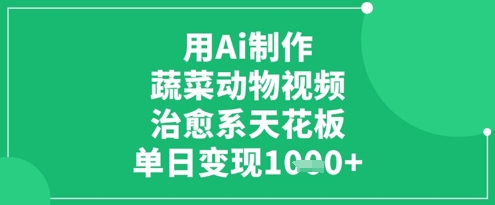 用Ai制作蔬菜动物视频，治愈系天花板，单日变现1k-云慧网创