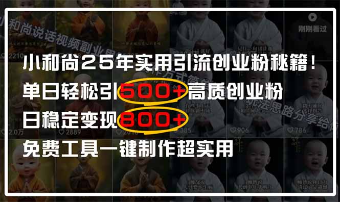 小和尚2025年实用引流秘籍！单日轻松引500+高质量创业粉，日变现800+，…-云慧网创