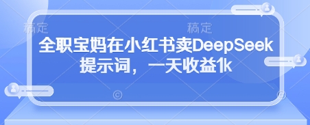 全职宝妈在小红书卖DeepSeek提示词，一天收益1k-云慧网创