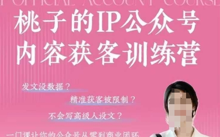 桃子IP公众号内容获客训练营(第3期)，一门让你公众号从0到商业闭环的课程-云慧网创
