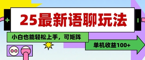25年最新语聊玩法，纯手工，单机收益100+，小白也能轻松上手，可矩阵操作-云慧网创
