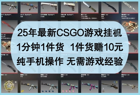 25年最新CSGO游戏挂G，1分钟1件货，1件货挣10元，纯手机操作，无需游戏经验【揭秘】-云慧网创