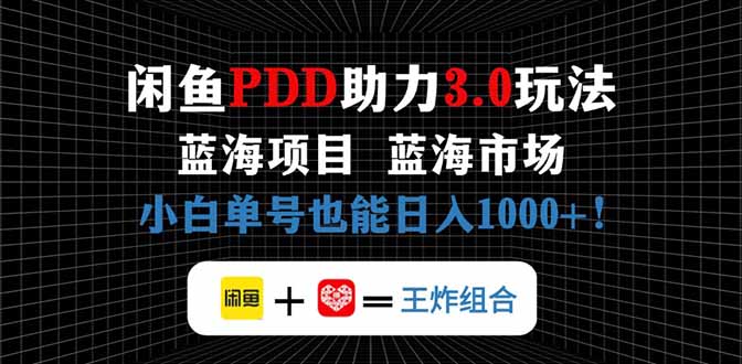 闲鱼卖拼多多助力项目，蓝海市场新手也能单号日入1000+-云慧网创