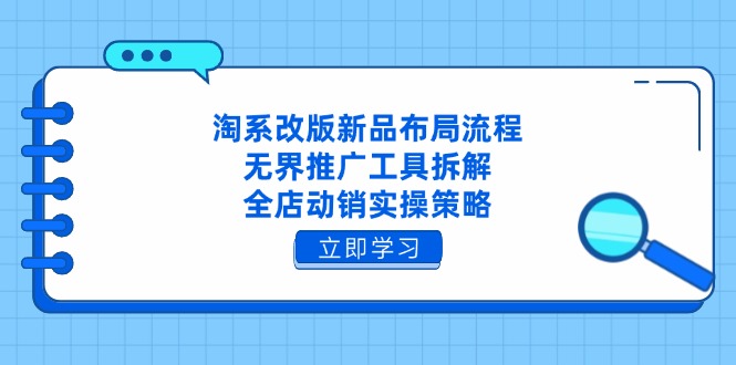 淘系改版新品布局流程，无界推广工具拆解，全店动销实操策略-云慧网创