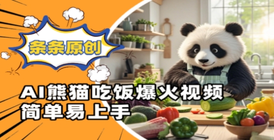 Ai熊猫吃饭爆火视频，条条原创，简单易上手-云慧网创