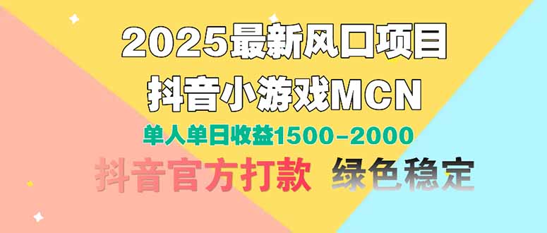 2025最新风口项目 抖音小游戏MCN 单人单日收益1500-2000+-云慧网创
