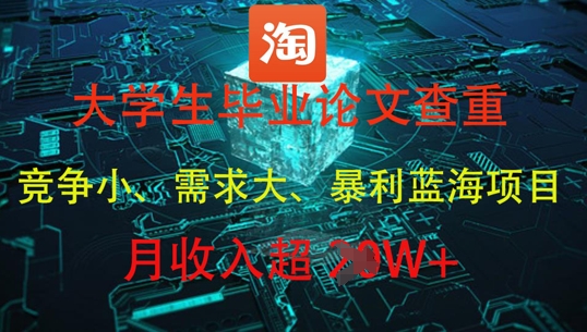 大学生毕业论文查重，暴利蓝海项目，月收入过1W+-云慧网创