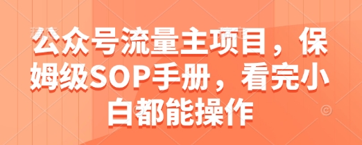 公众号流量主项目，保姆级SOP手册，看完小白都能操作-云慧网创