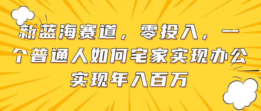 新蓝海赛道，零投入，一个普通人如何宅家办公实现年入百万-云慧网创