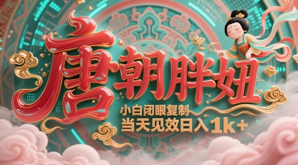 用AI克隆“唐朝胖妞”日更3条，平台疯狂推流，小白闭眼复制，当天见效，日入1k+-云慧网创