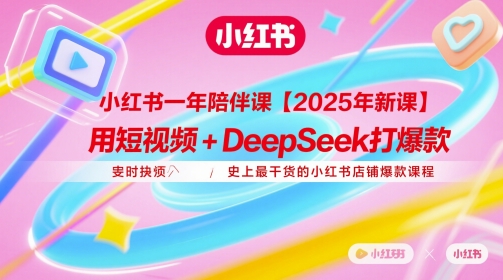小红书一年陪伴课【2025年新课】，用短视频+deepSeek打爆款，史上最干货的小红书店铺爆款课程-云慧网创