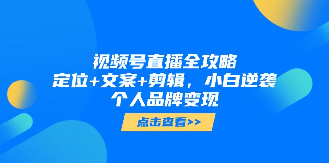 视频号直播全攻略，定位+文案+剪辑，小白逆袭个人品牌变现-云慧网创