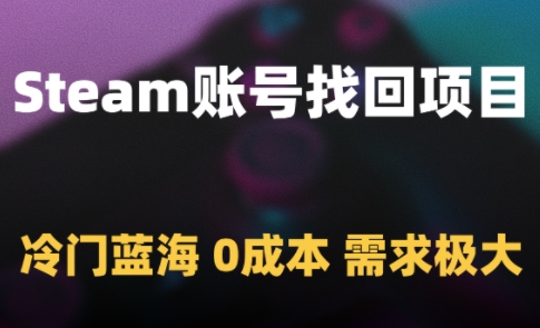 Steam账号找回项目，冷门蓝海，0成本，需求极大-云慧网创