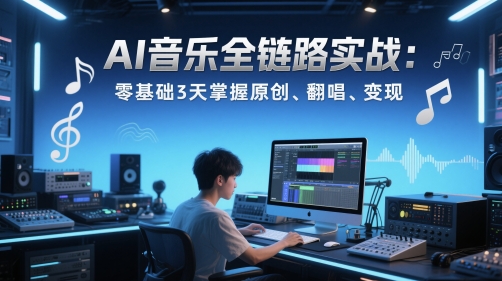 AI音乐全链路实战变现课：零基础3天掌握原创、翻唱、变现-云慧网创