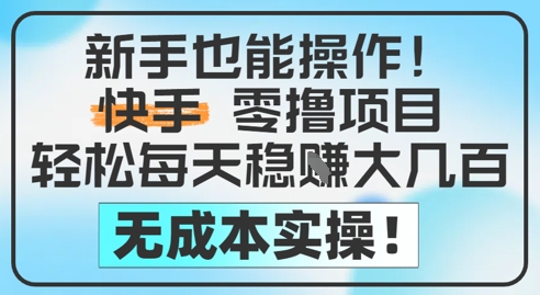 新手也能操作，快手零撸挣米，轻松每天挣2-5张，完全无成本-云慧网创
