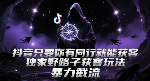 抖音只要你有同行就能获客，独家野路子获客玩法，暴力截流【揭秘】-云慧网创