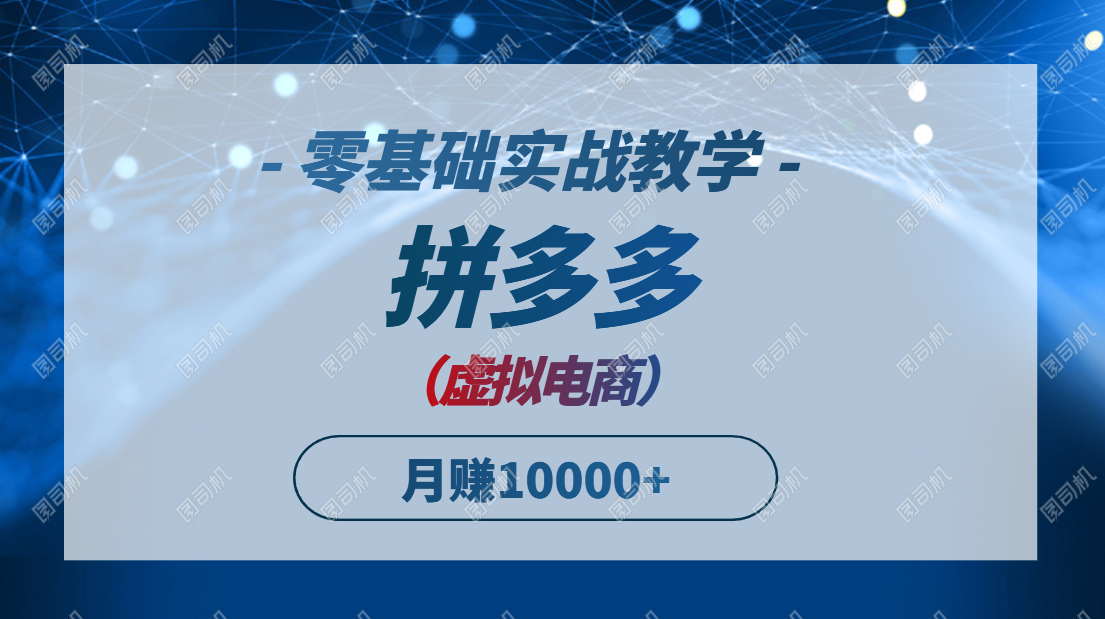 拼多多虚拟电商，零基础实战教学，快速打爆商品，新手也能月入10000+-云慧网创