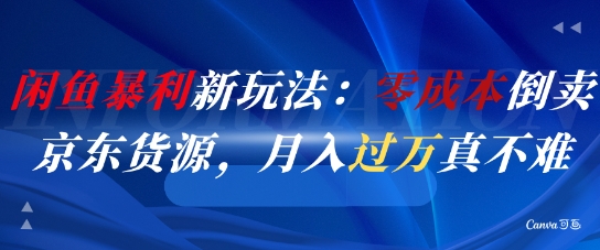 闲鱼暴利新玩法：零成本倒卖京东货源，月入过1W真不难-云慧网创