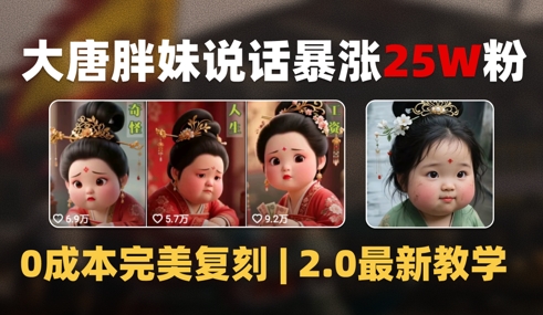 AI大唐胖贵妃说话2.0，40条视频暴涨40w粉，附独家变现攻略-云慧网创