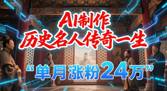 暴力起号！用AI制作历史名人传奇一生，单月涨粉24W，涨粉+变现赛道黑马来了-云慧网创