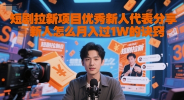 短剧拉新项目优秀新人代表分享新人怎么月入过1W的诀窍-云慧网创