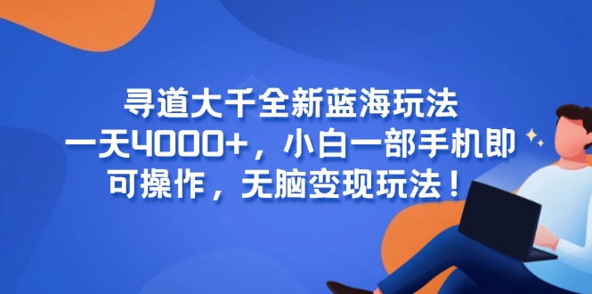 寻道大千全新蓝海玩法，一天4000+，小白一部手机即可操作，无脑变现玩法！-云慧网创