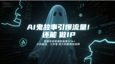 AI鬼故事引爆流量，还能做IP，视频号多渠道收益单日1k+，小白副业、工作室放大的最佳选择-云慧网创