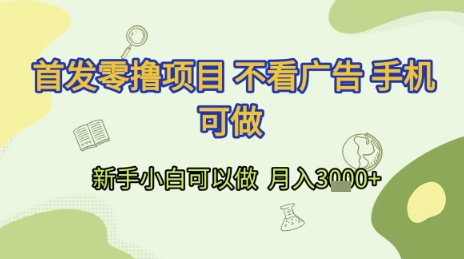 首发零撸项目 不看广告 手机可做 新手小白可以做  月入3k+【揭秘】-云慧网创