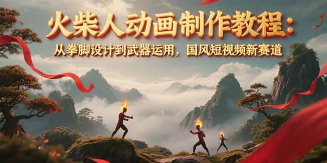 火柴人动画制作教程：从拳脚设计到武器运用，国风短视频新赛道-云慧网创