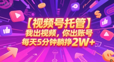 【视频号托管 】我出视频，你出账号，每天5分钟发布，最高躺挣2W+【揭秘】-云慧网创