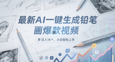 最新AI一键生成铅笔画爆款视频，多平台分发，日 入1k+，小白轻松上手【揭秘】-云慧网创