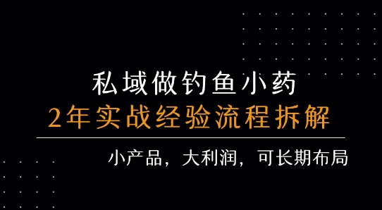 私域做钓鱼小药 每单利润3张+ 详细流程拆解-云慧网创