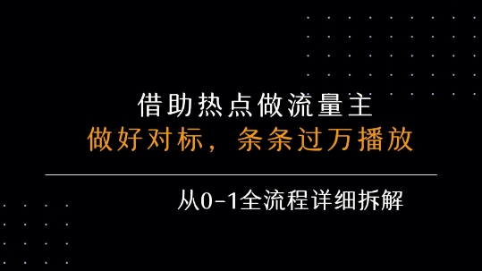 借力热点，乘顺风车玩流量主，条条过万播放， 每月收益5k+，从0-1全流程详细拆解-云慧网创
