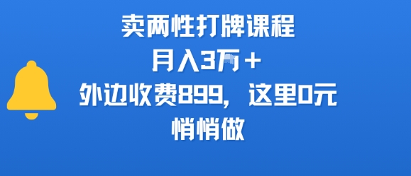 卖两性打牌课程，月入3W+外边收费899的课程，这里0元，悄悄做-云慧网创