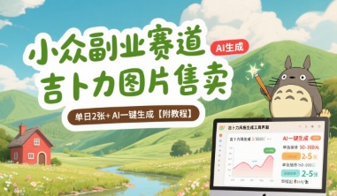 小众副业赛道 吉卜力图片售卖 单日2张+ AI一键生成【附教程】-云慧网创