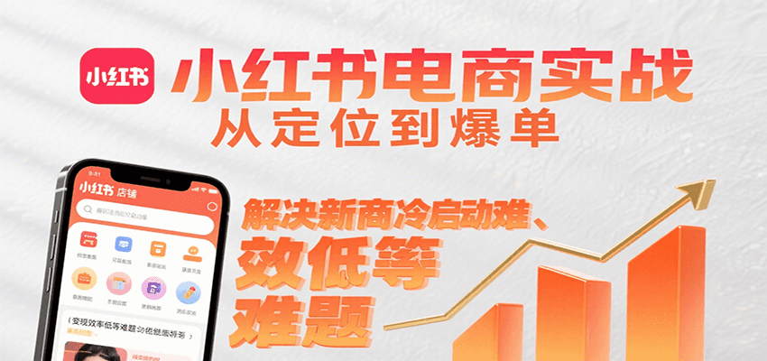 小红书电商实战，从定位到爆单解决新商冷启动难、变现效率低等难题-云慧网创