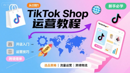 TikTok Shop从0到1运营教程，TikTok跨境电商新手必学课程-云慧网创