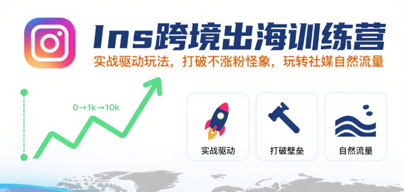 Ins跨境出海训练营，实战驱动玩法，打破不涨粉怪象，玩转社媒自然流量-云慧网创