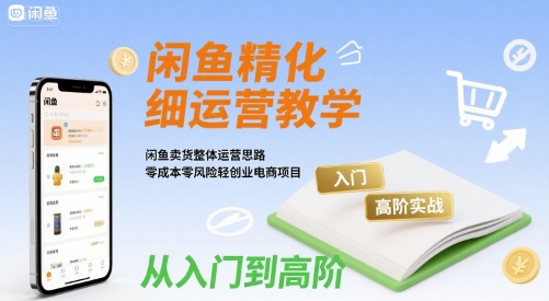 闲鱼精细化运营入门+高阶实战教学，闲鱼卖货整体运营思路，零成本零风险轻创业电商项目-云慧网创