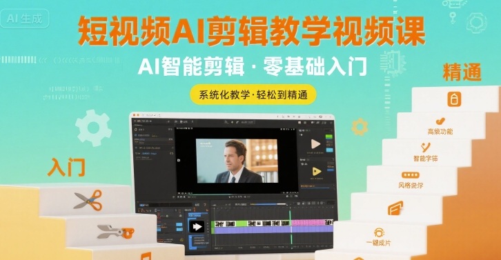 短视频AI剪辑教学视频课，入门到精通-云慧网创