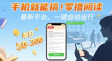 手机就能搞！零撸阅读挂G，最新平台，一键自动运行，随时随地挣，单日50-3张+【揭秘】-云慧网创