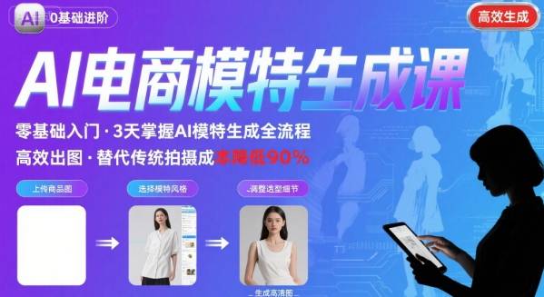 AI模特进阶课程，0基础高效生成逼真电商模特图-云慧网创