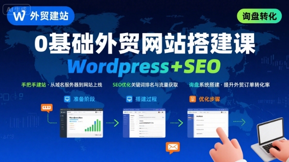 WordPress外贸建站+SEO优化课程，手把手教你从0到1搭建可获得询盘的外贸网站-云慧网创