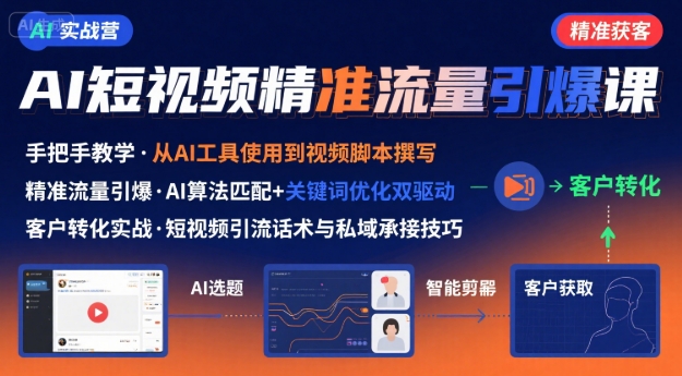 AI+短视频引爆精准客户实战营，手把手教你引爆Ai短视频精准流量-云慧网创