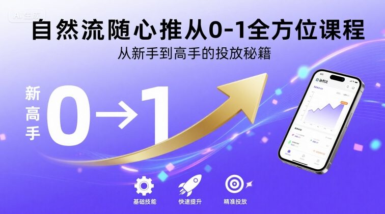 自然流随心推从0-1全方位课程，从新手到高手的投放秘籍-云慧网创