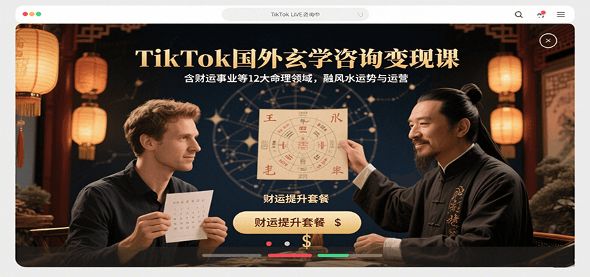 TikTok国外玄学咨询变现课，含财运事业等12大命理领域，融风水运势与运营-云慧网创