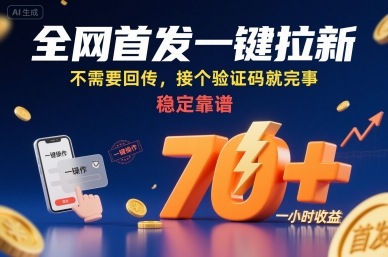 全网首发一键拉新项目，不需要回传，接个验证码就完事，稳定靠谱，一小时收益70+【揭秘】-云慧网创