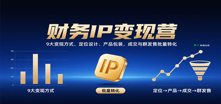 财务IP变现营：9大变现方式、定位设计、产品包装，成交与群发售批量转化-云慧网创