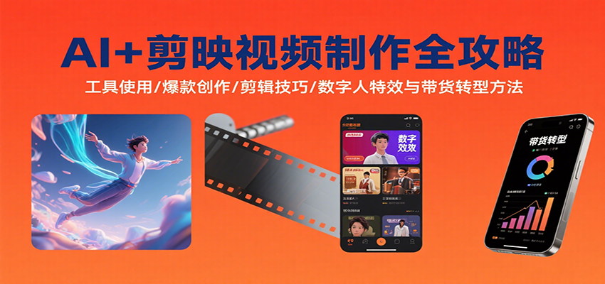 AI+剪映视频制作全攻略：工具使用/爆款创作/剪辑技巧/数字人特效与带货转型方法-云慧网创